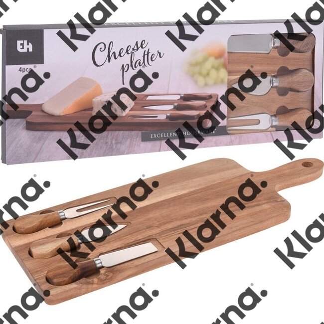 Excellent Houseware. Kaasplank met 3 kaasmessen