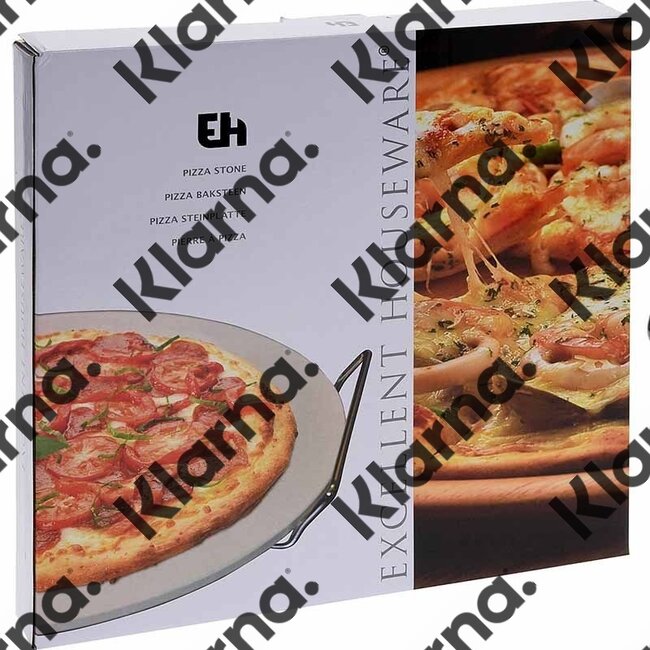 Excellent Houseware. Pizza-baksteen 33cm met metalen houder