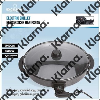 Excellent Houseware. Elektrische hapjespan met glazen deksel - 40cm