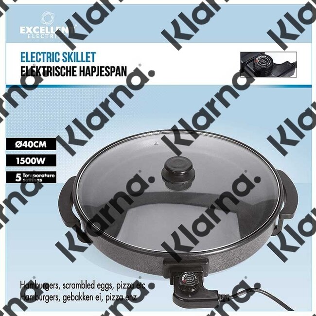Excellent Houseware. Elektrische hapjespan met glazen deksel - 40cm