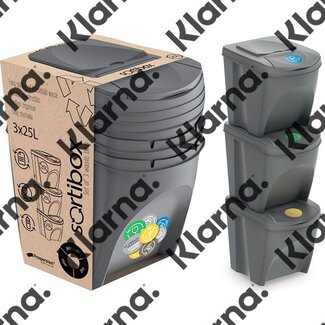 Afvalscheidingsbak - stapelbaar - 3 stuks