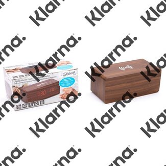 Deluxa Digitale Wekker met draadloos oplaadsysteem - bruin