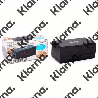 Deluxa Digitale Wekker met draadloos oplaadsysteem -  zwart