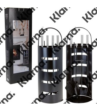 Home&Styling Openhaardset RVS zwart - 5 delig