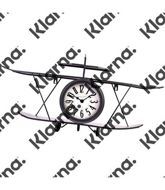 Home&Styling Retro klok dubbeldekker metaal - zwart - 64x16cm