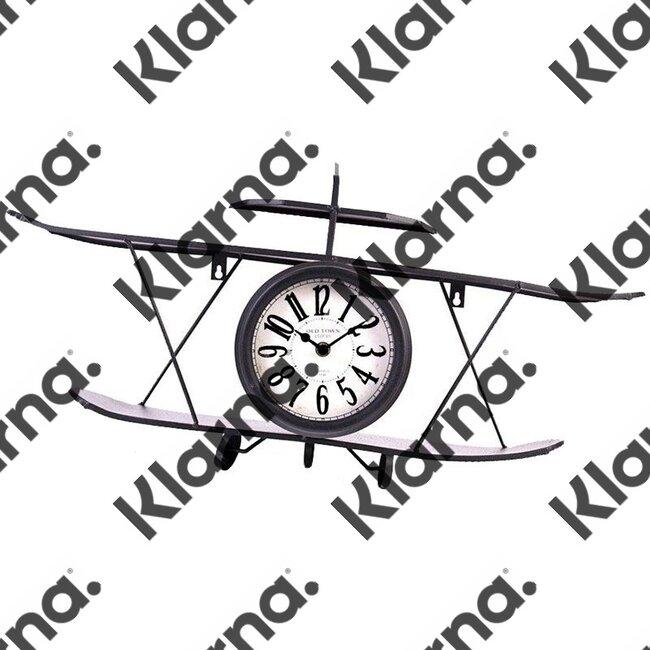 Home&Styling Retro klok dubbeldekker metaal - zwart - 64x16cm