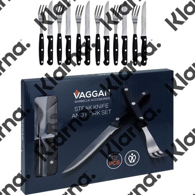Vaggan Steakmessen en vorken - set 12-delig