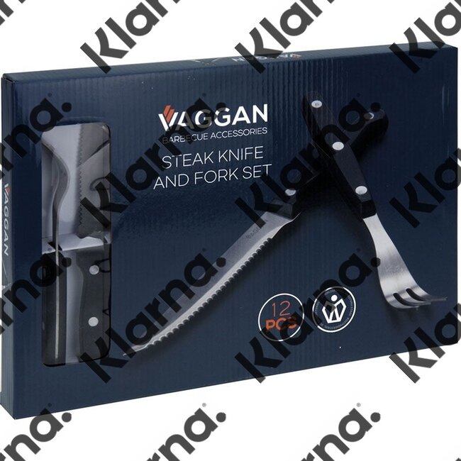 Vaggan Steakmessen en vorken - set 12-delig