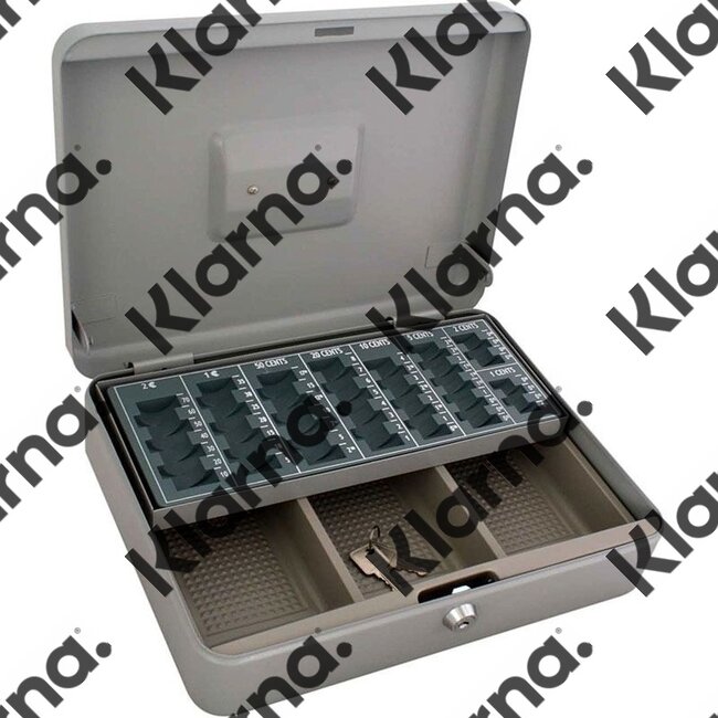 Metalen Geldkist 30x24x9cm met munten-sorteerplateau