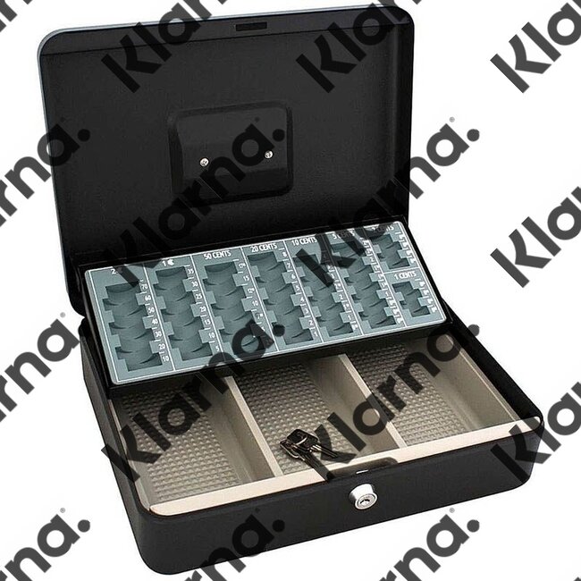 Metalen Geldkist 30x24x9cm met munten-sorteerplateau