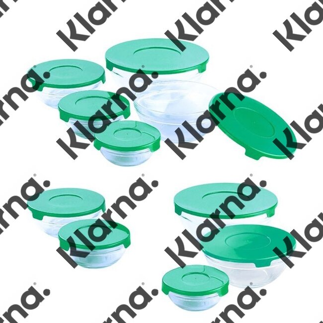 Renberg Glazen Voorraadschalen - 10 schalen + 10 deksels - groen