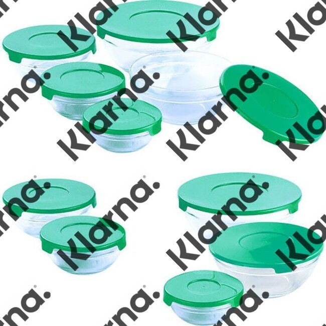 Renberg Glazen Voorraadschalen - 10 schalen + 10 deksels - groen