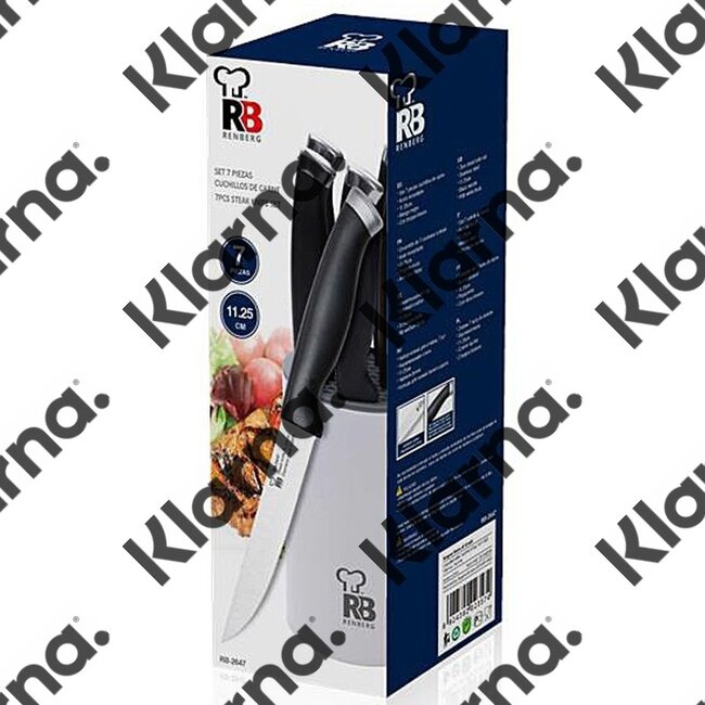 Renberg RVS  steakmessen in houder (7 dlg)