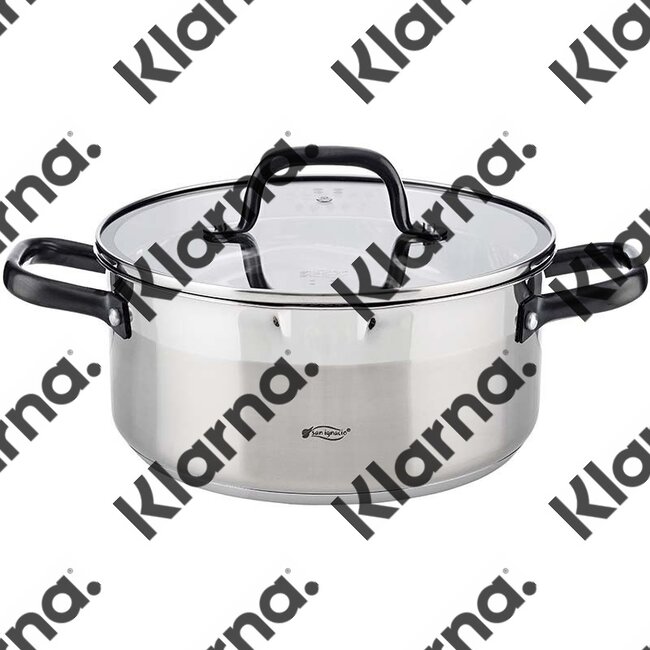 San Ignacio RVS kookpan met glazen deksel, Ø24x10.5cm, 4 liter - serie Vita