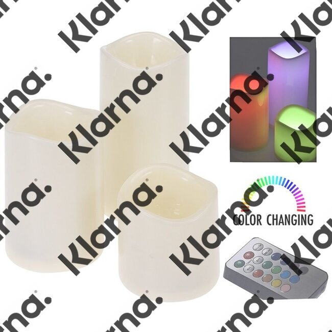 Kleurveranderende LED-kaarsen met afstandsbediening - set van 3