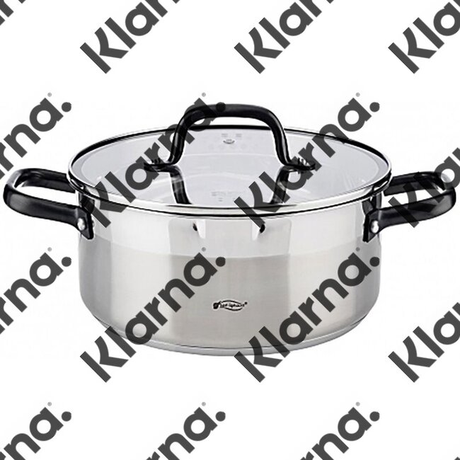 San Ignacio RVS kookpan met glazen deksel, Ø20x8.5cm, 2 liter - serie Vita