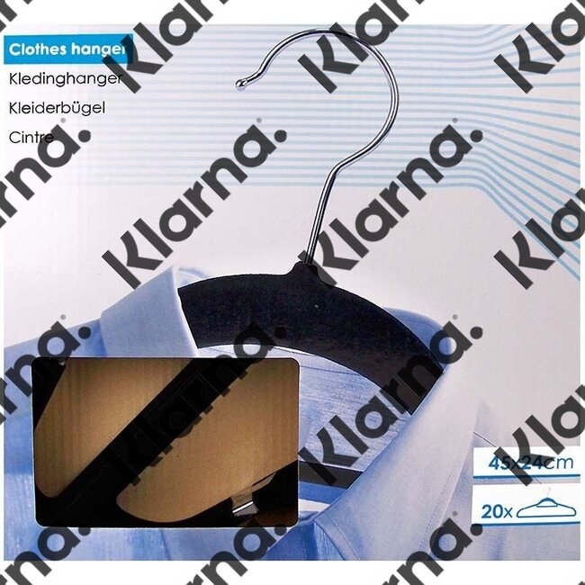 Kledinghanger vilt - set van 20 -  zwart