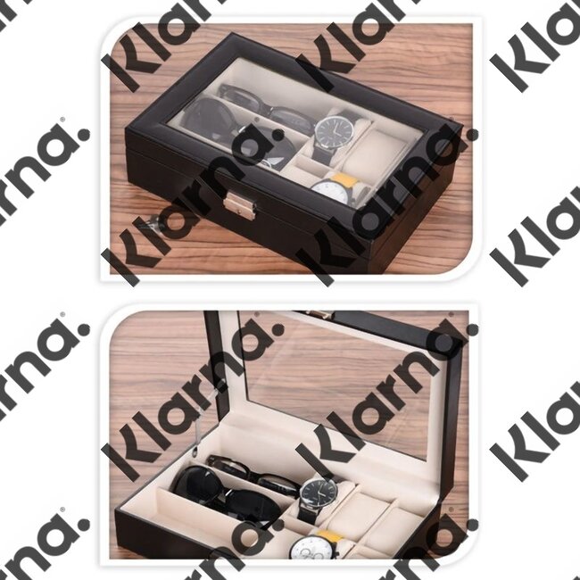 Horlogebox - voor 6 horloges en 3 brillen
