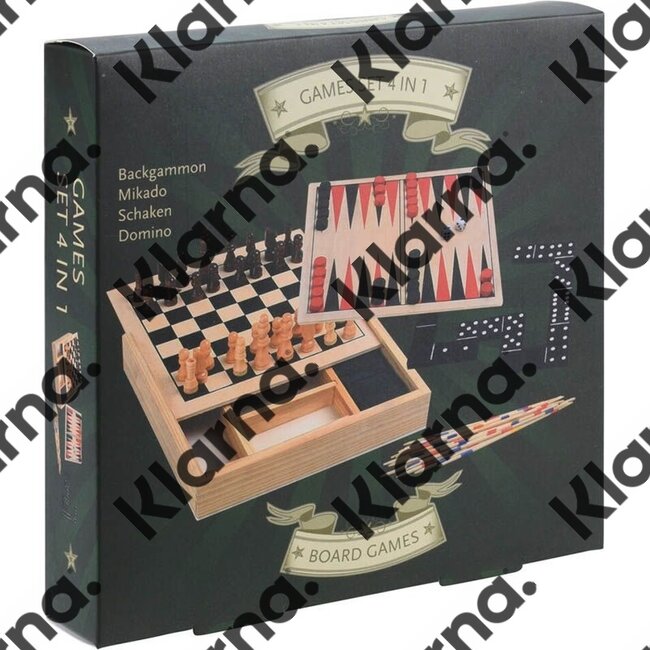 Houten spellendoos 4-in-1
