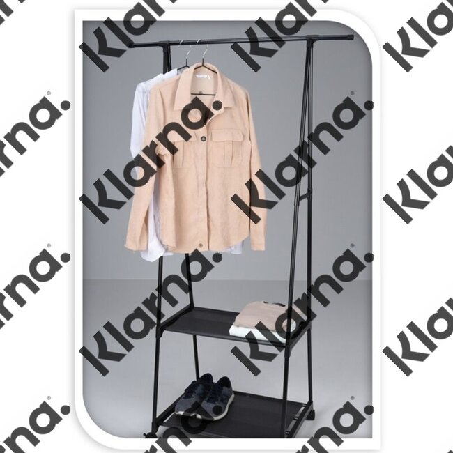 Storage Solutions Kledingrek met 2 planken - zwart