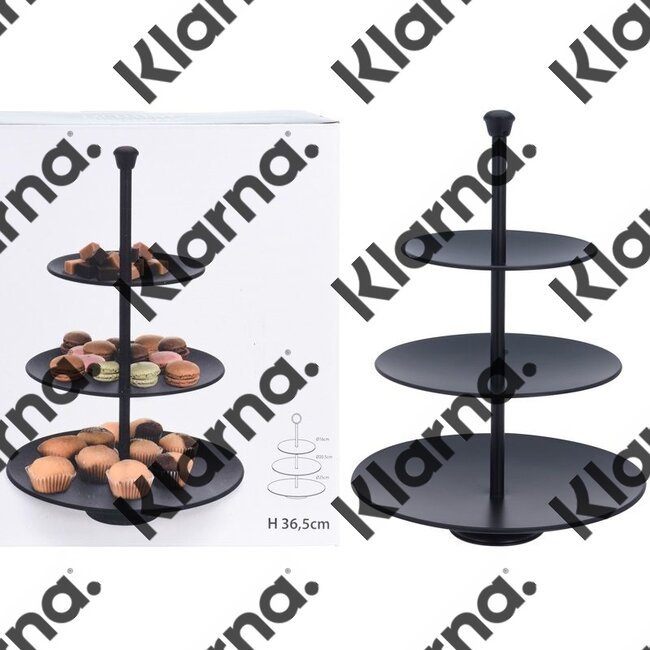 Excellent Houseware. Etagere 3 laags - 36.5cm - zwart