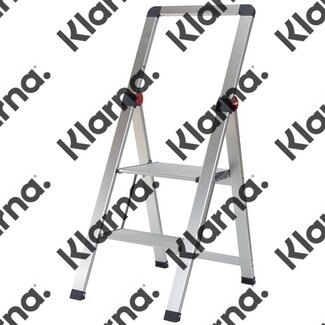 Duett Huishoudtrap Inklapbaar - 2 treden met beugel - Aluminium