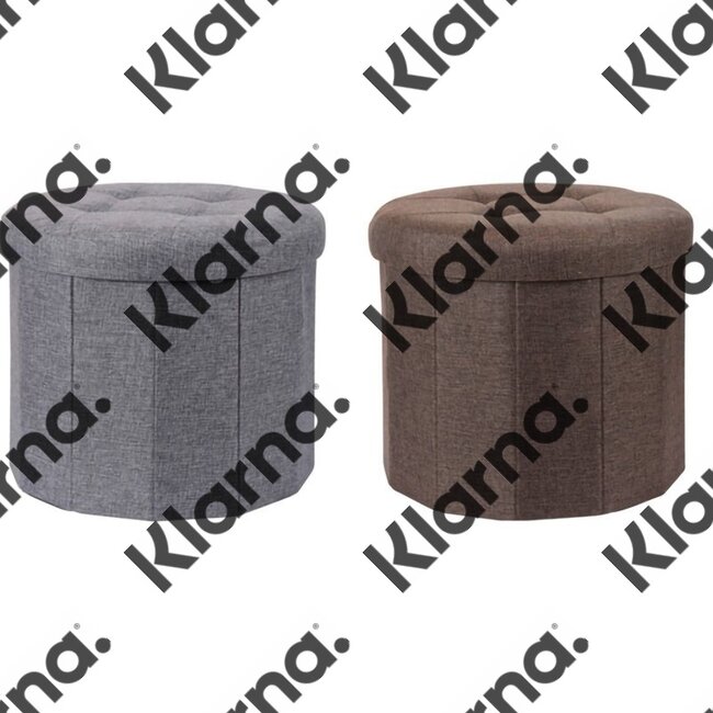 Opberg Poef -  Ø 45 cm x H 39 cm - Grijs