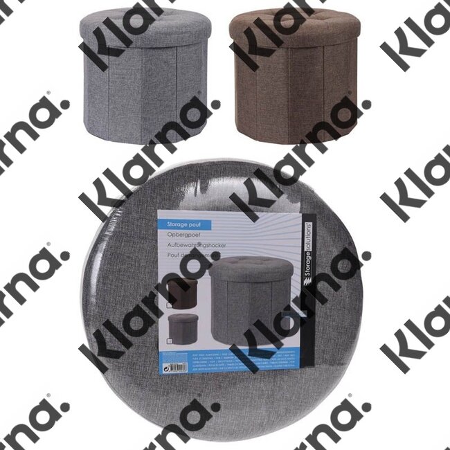 Opberg Poef -  Ø 45 cm x H 39 cm - Grijs