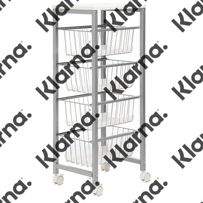 Duett Keukentrolley op Wieltjes - 4 Lades - Wit