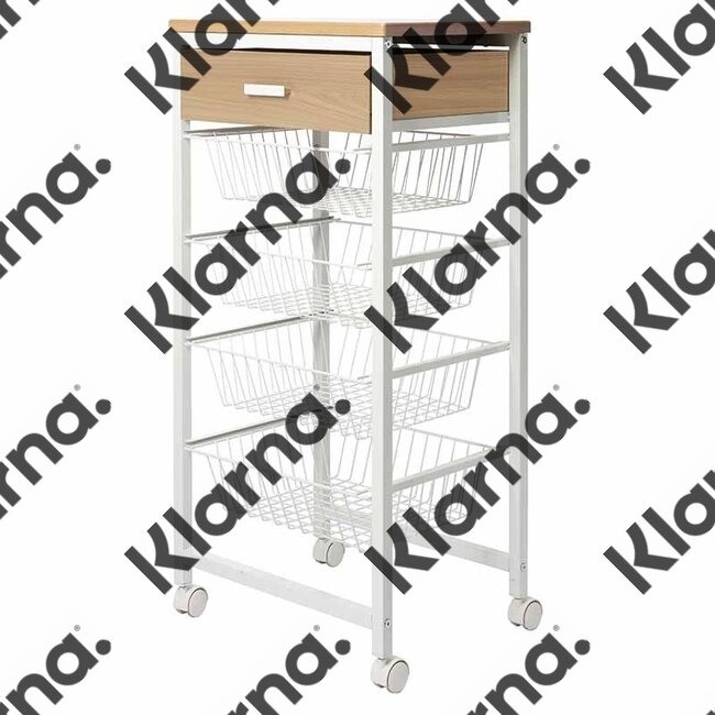 Duett Keukentrolley op Wieltjes - 5 Lades - hout / wit