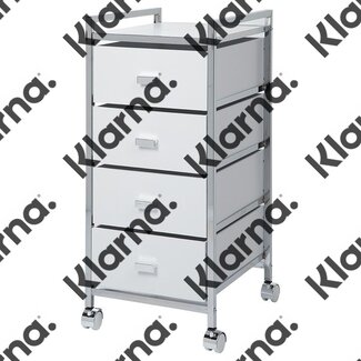 Duett Opbergtrolley op Wieltjes - Badkamer Trolley - 4 Lades - Wit