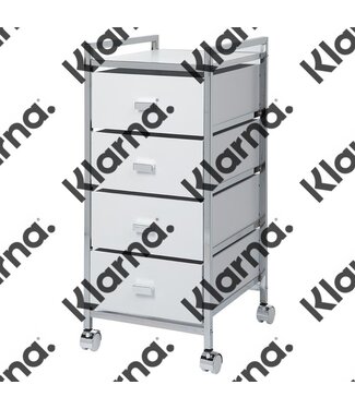 Duett Opbergtrolley op Wieltjes - Badkamer Trolley - 4 Lades - Wit