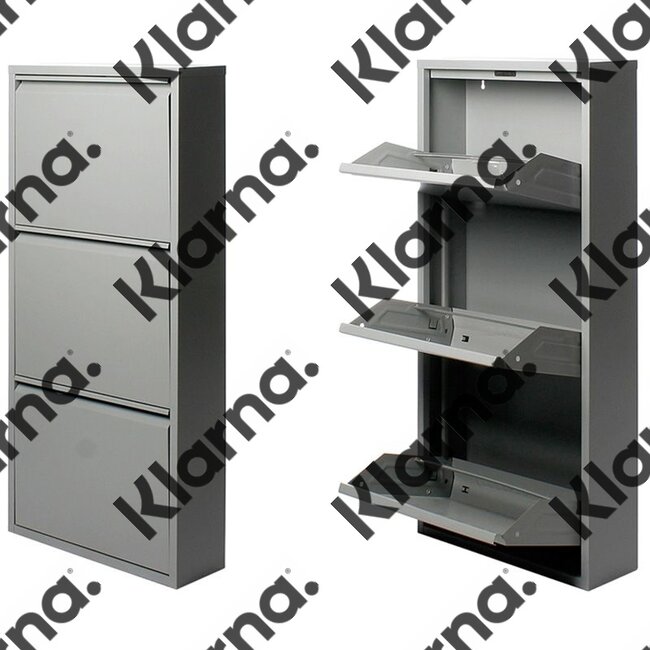 Duett Schoenenkast - 3 Vakken - Wandmontage - Grijs