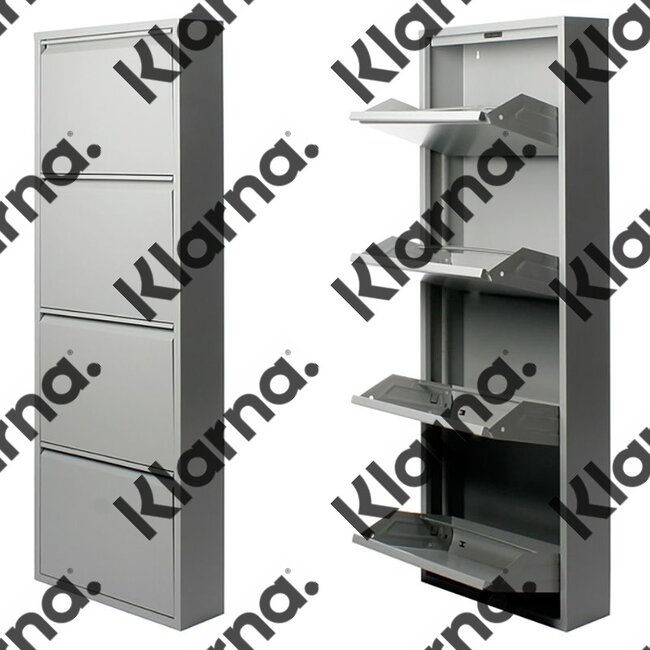 Duett Schoenenkast - 4 Vakken - Wandmontage - Grijs