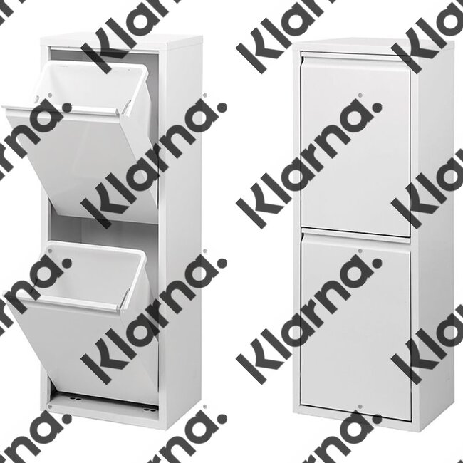 Duett - Afvalbak voor Recycling - Vrijstaand - Dubbele Bak - Wit