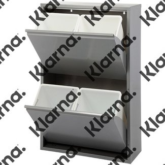 Duett - Afvalbak voor Recycling - Vrijstaand - 2 Dubbele Bakken - Grijs