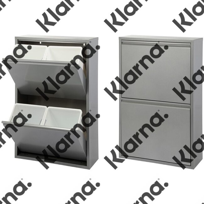 Duett - Afvalbak voor Recycling - Vrijstaand - 2 Dubbele Bakken - Grijs