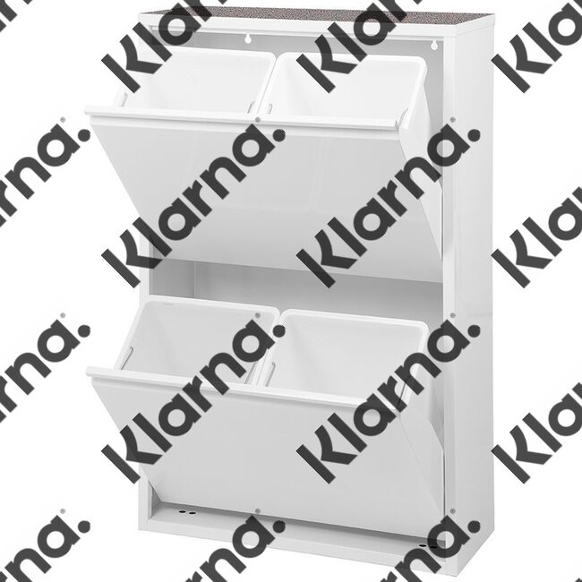 Duett - Afvalbak voor Recycling - Vrijstaand - 2 Dubbele Bakken - Wit