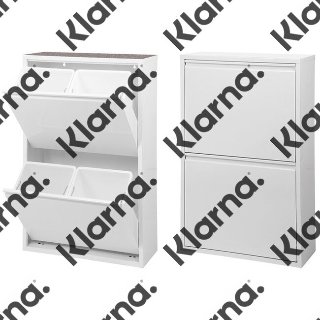 Duett - Afvalbak voor Recycling - Vrijstaand - 2 Dubbele Bakken - Wit