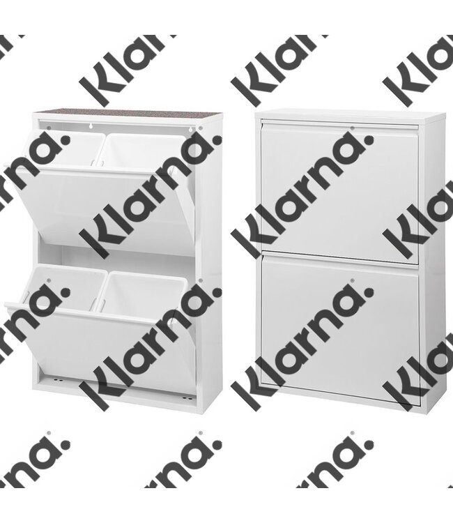 Duett - Afvalbak voor Recycling - Vrijstaand - 2 Dubbele Bakken - Wit