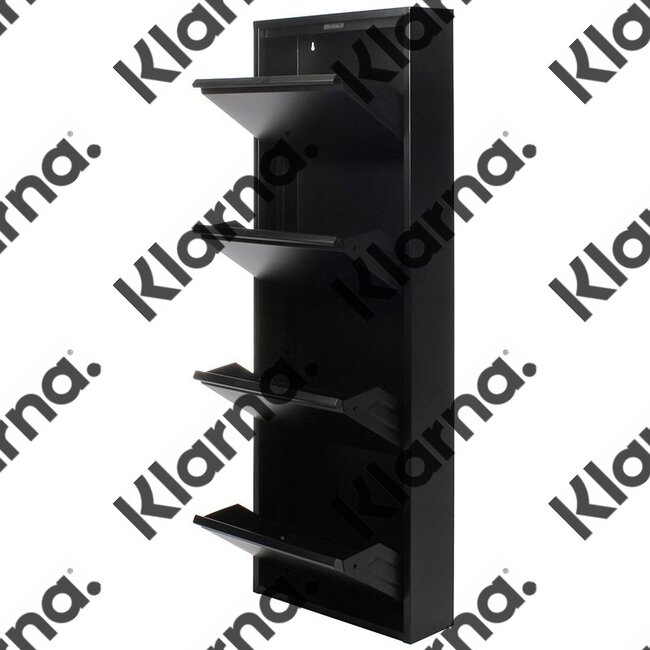 Duett Schoenenkast - 4 Vakken - Wandmontage - Zwart