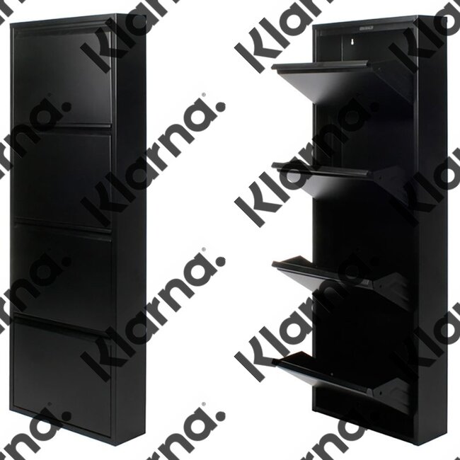 Duett Schoenenkast - 4 Vakken - Wandmontage - Zwart