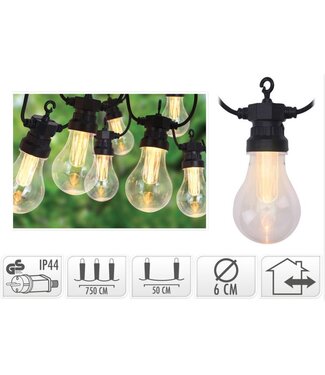 Lichtsnoer met 10 LED Reflector Lampen - voor buiten