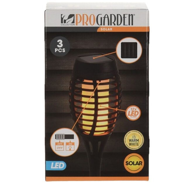 ProGarden Solar Tuinfakkels - Vlamlicht - 40 cm - 3 stuks