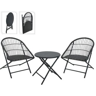Ambiance Bistroset - 3-Delig - Tuinset met Bijzettafel - Metaal - Vouwbaar