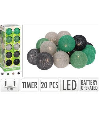 ProGarden Decoratieslinger verlicht - 20 LED Lampionnen van Katoen - met Timer - Groen