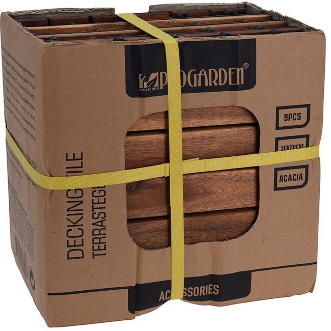 ProGarden Houten Terrastegel - Acacia - 30x30cm - set van 9 - 0.81m2