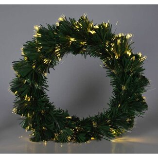 Kerstkrans met Verlichting - Fiber Optic - 50 cm - Warm Wit - op Batterijen