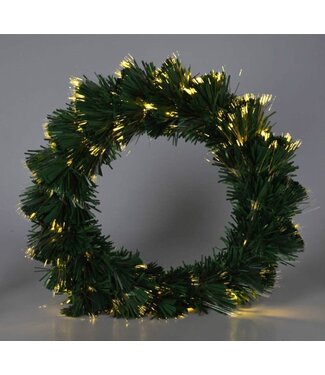 Kerstkrans met Verlichting - Fiber Optic - 50 cm - Warm Wit - op Batterijen