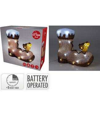 Kerstfiguur Acryl - Vogel op Laars - LED - 28cm